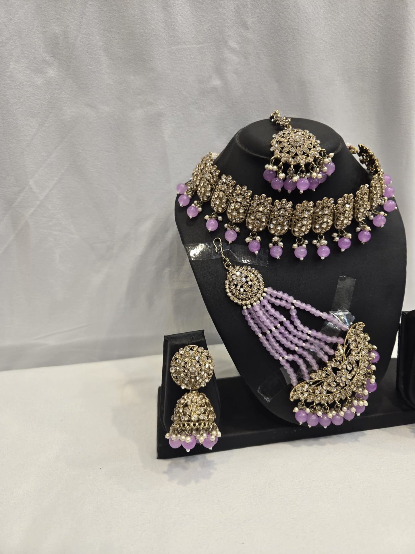 Gold with Lilac Kundan Choker Set