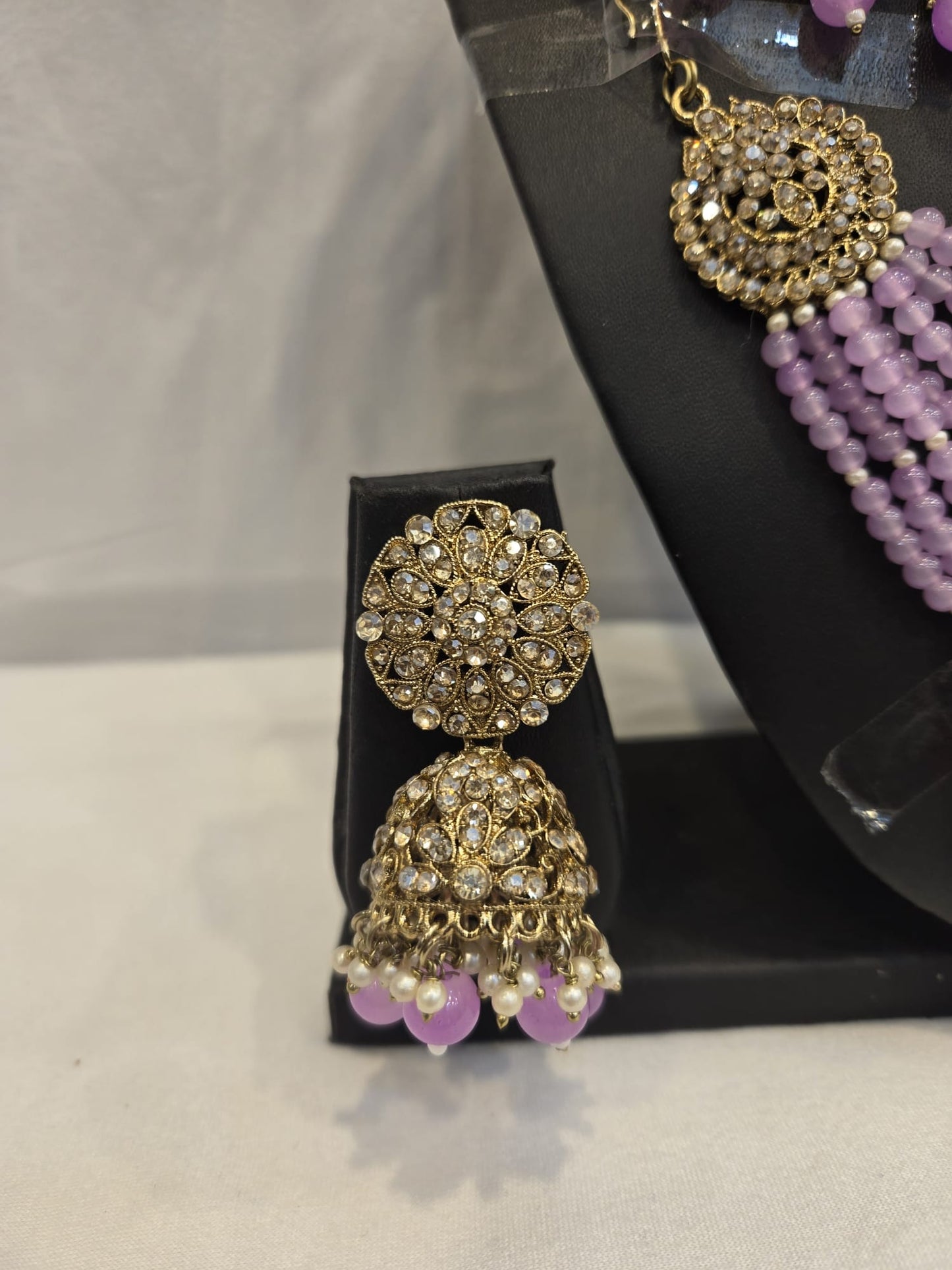 Gold with Lilac Kundan Choker Set