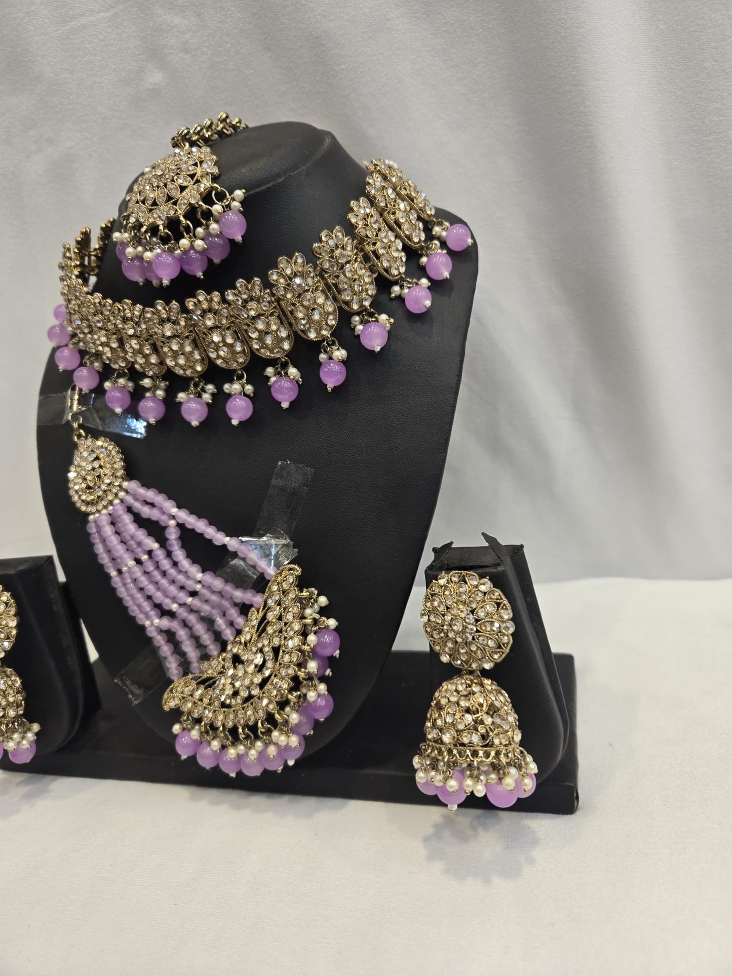 Gold with Lilac Kundan Choker Set