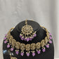 Gold with Lilac Kundan Choker Set