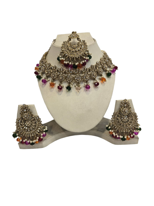Vibrant Kundan Choker – Gold & Multi