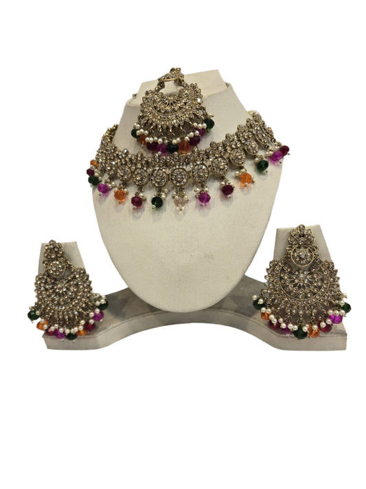 Vibrant Kundan Choker – Gold & Multi