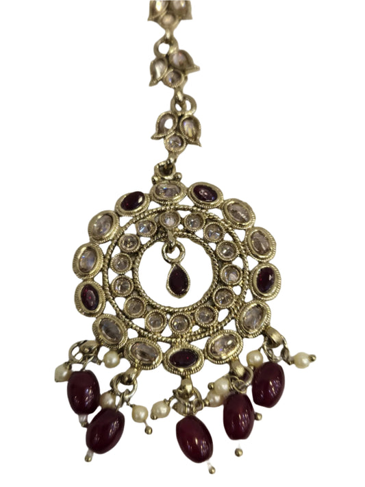 Kundan Tikly – Gold & Maroon