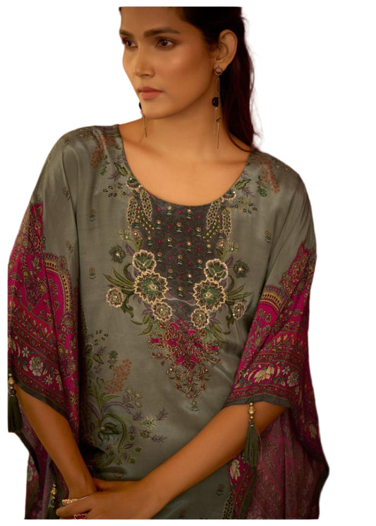 Dark Grey Muslin Kaftan Dress